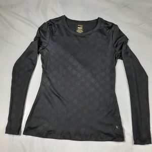 Size Small 4/6 Danskin Women's Fitted Black athletic long sleeve dots design